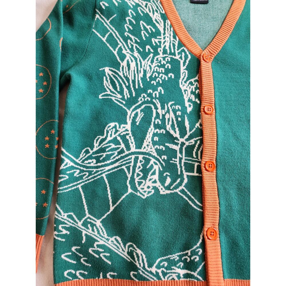 BoxLunch Dragon Ball Z Shenron Dragon Knit Cardigan Sweater Large Green NWOT - Picture 5 of 7